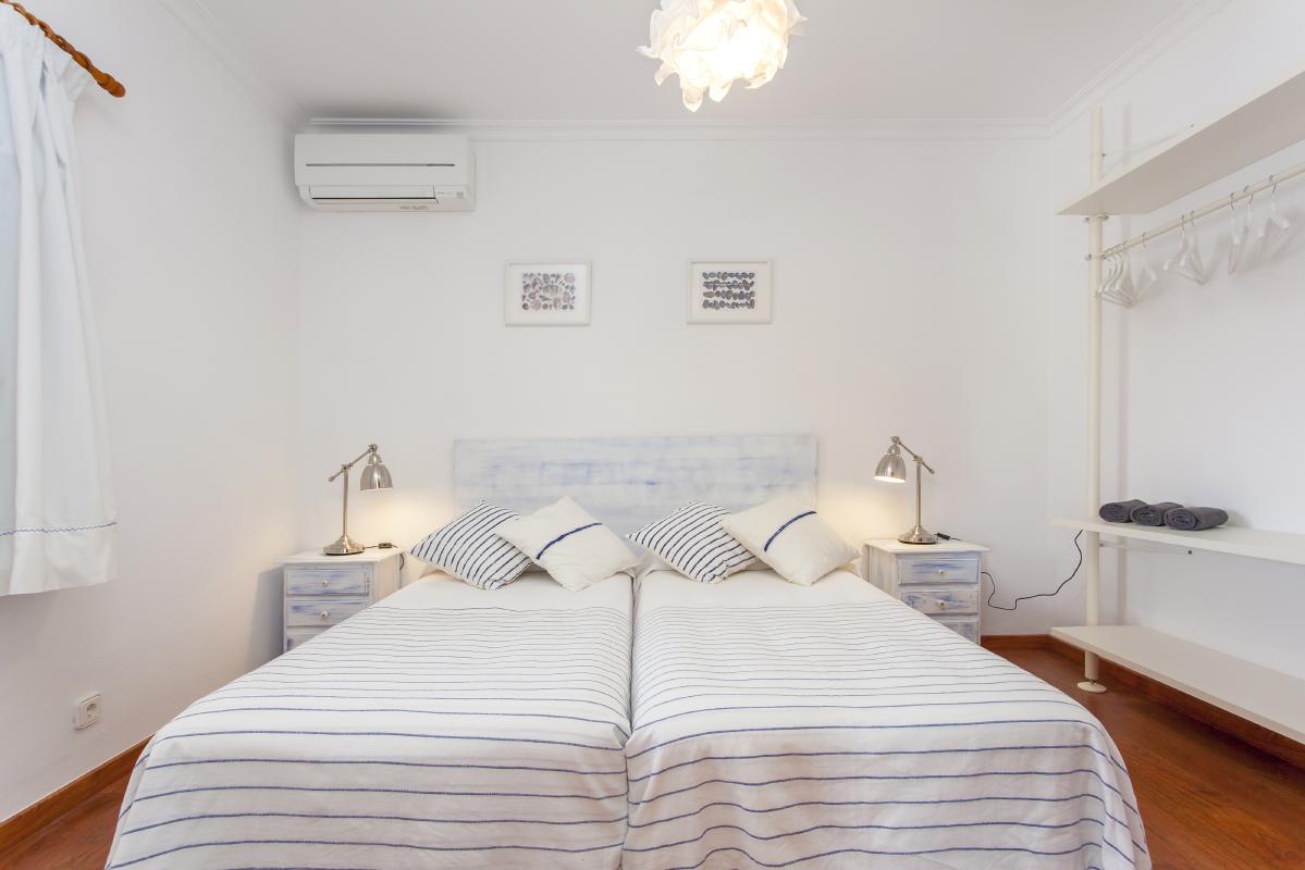 Room with two beds very bright decoration